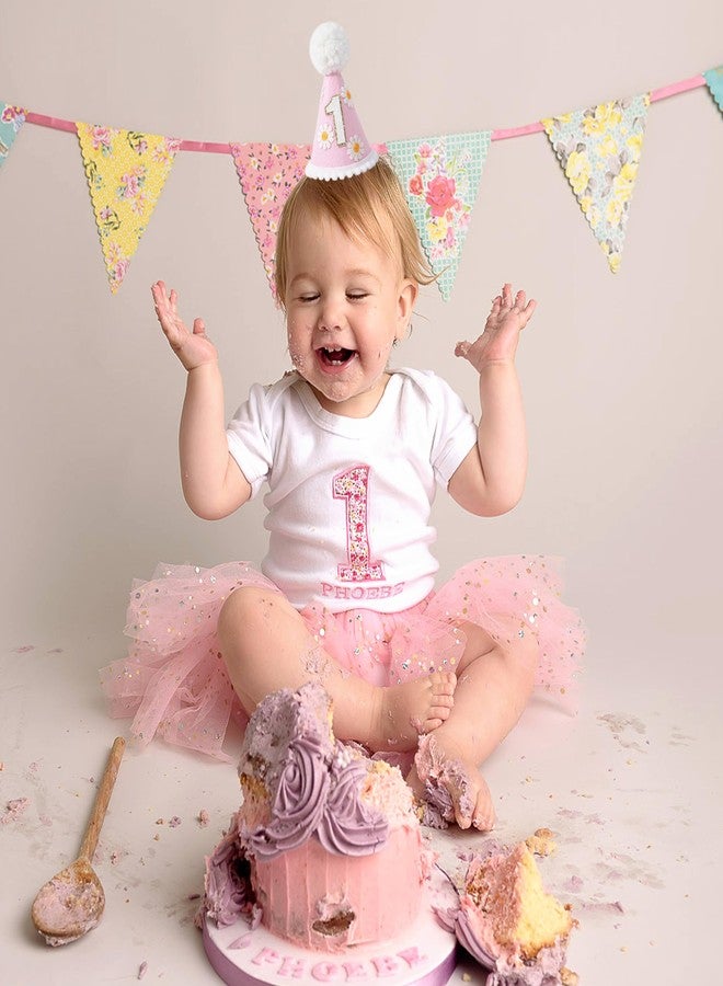 LINGANA First Birthday Hat - Baby Party Decor, Outfit Girl Boy Photo Booth Props, Cake Smash Backdrop (Pink Daisy) - Image 3